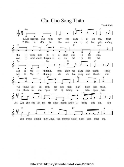 Cầu cho song thân - Lm. Thanh Bình - trang 1