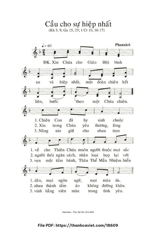 Cầu cho sự hiệp nhất - Phanxicô - trang 1