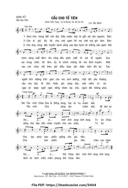 Cầu cho tổ tiên - Lm. Bùi Ninh - trang 1