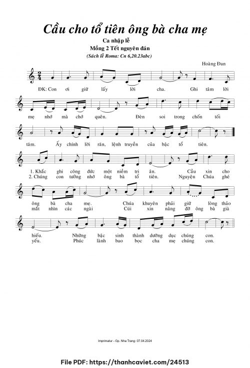 Cầu cho tổ tiên ông bà cha mẹ - Hoàng Đan - trang 1