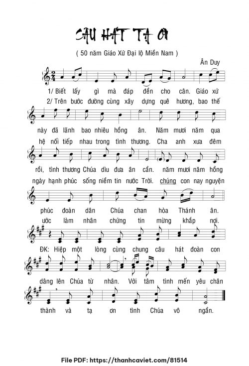 Câu hát tạ ơn - Ân Duy - trang 1