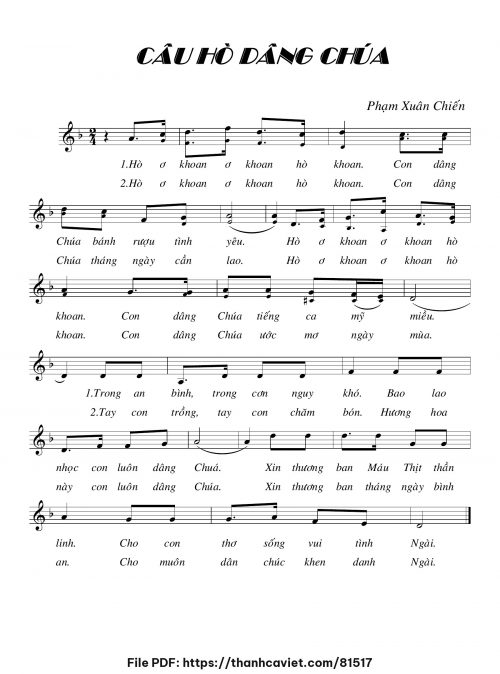 Câu hò dâng Chúa - Phạm Xuân Chiến - trang 1