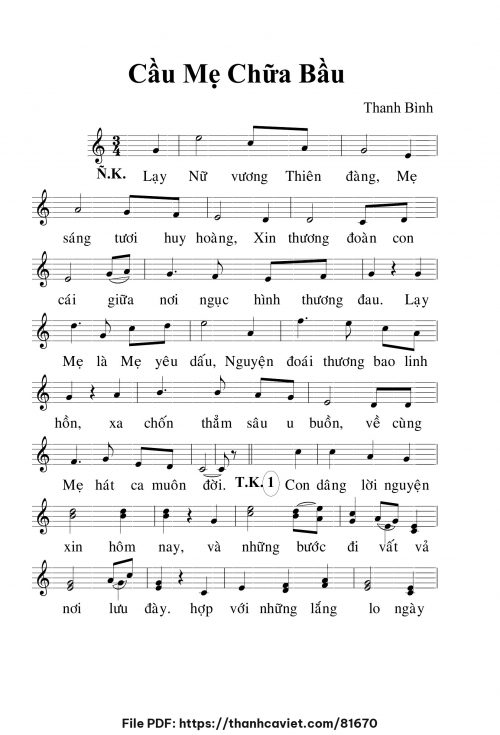Cầu Mẹ chữa bầu - Lm. Thanh Bình - trang 1