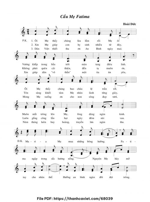 Cầu Mẹ Fatima - Lm. Hoài Đức - trang 1