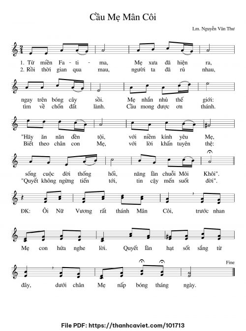 Cầu Mẹ Mân Côi - Lm. Nguyễn Văn Thư - trang 1