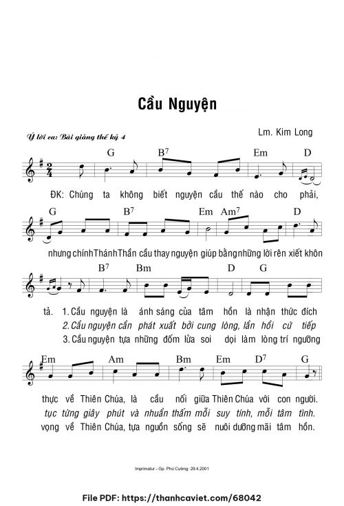 Cầu nguyện - Lm. Kim Long - trang 1