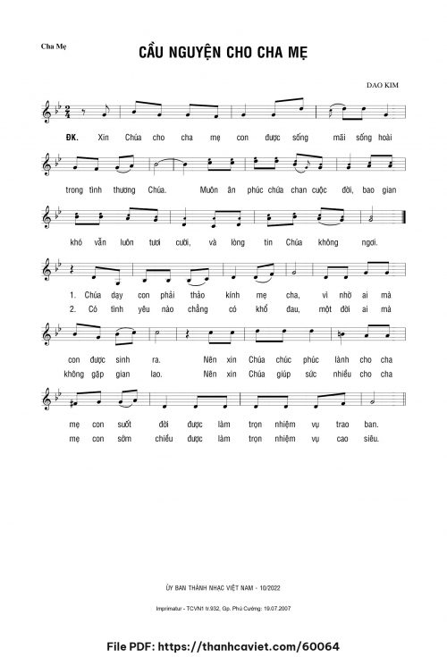 Cầu nguyện cho cha mẹ - Lm. Dao Kim - trang 1
