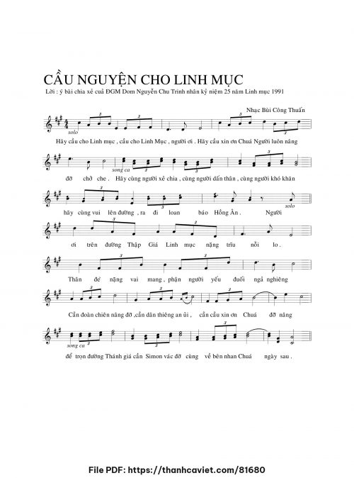 Cầu nguyện cho Linh mục - Bùi Công Thuấn - trang 1