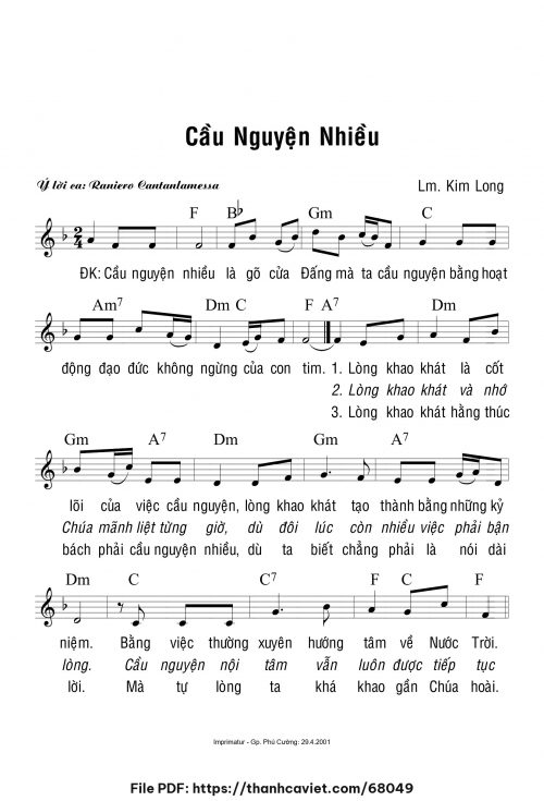 Cầu nguyện nhiều - Lm. Kim Long - trang 1