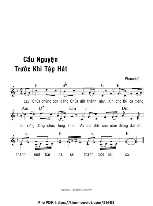 Cầu nguyện trước khi tập hát - Phanxicô - trang 1