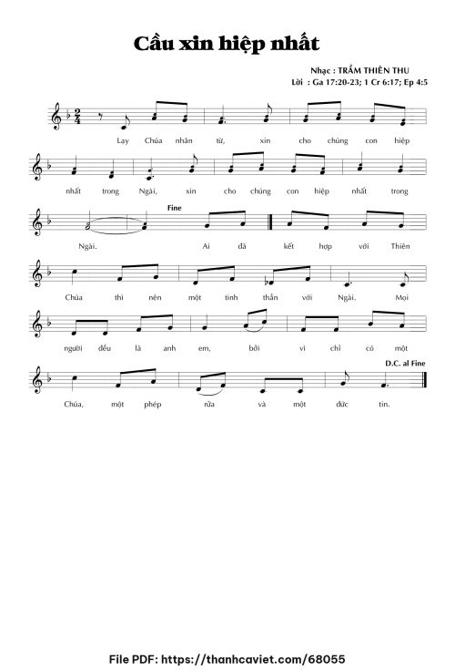 Cầu xin hiệp nhất - Trầm Thiên Thu - trang 1
