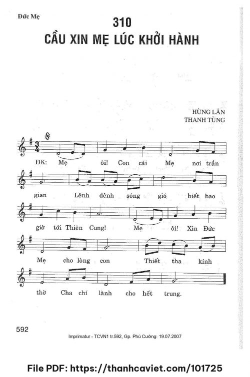 Cầu xin Mẹ lúc khởi hành - Hùng Lân - Thanh Tùng - trang 1