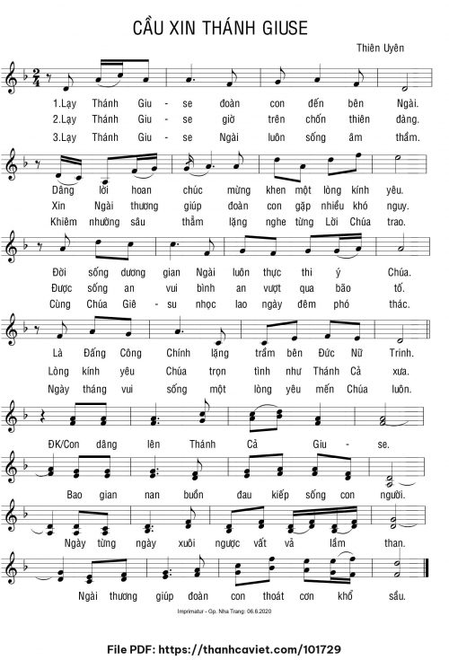 Cầu xin Thánh Giuse - Sr. Thiên Uyên - trang 1
