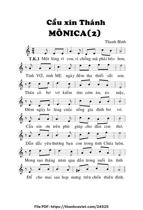 Cầu xin Thánh Monica 2 - Lm. Thanh Bình - trang 1