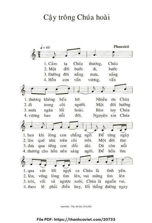 Cậy trông Chúa hoài - Phanxicô - trang 1
