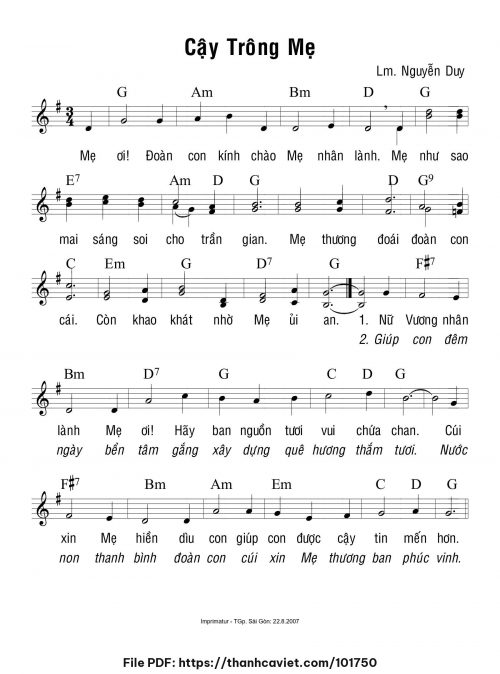 Cậy trông Mẹ - Lm. Nguyễn Duy - trang 1