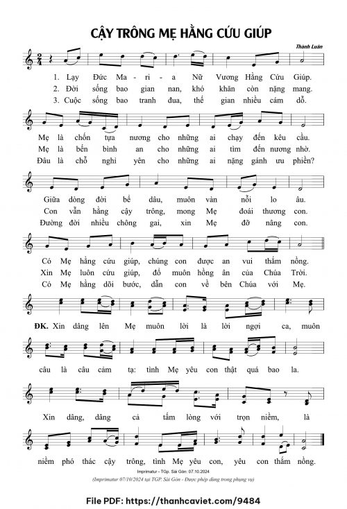 Cậy trông Mẹ Hằng Cứu Giúp - Thành Luân - trang 1