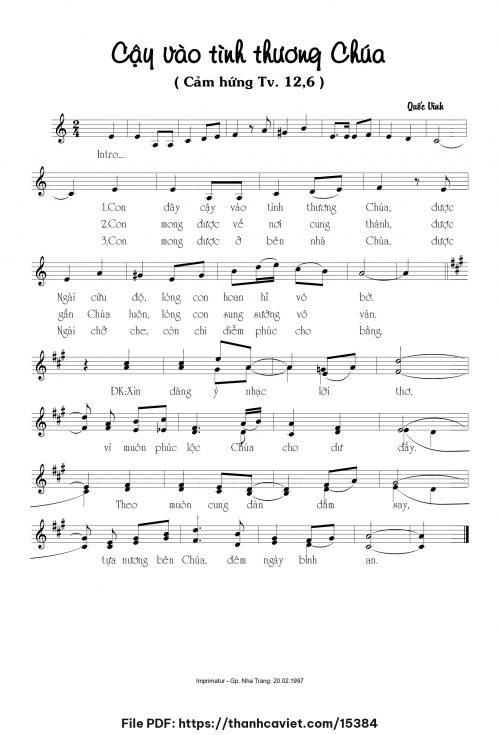 Cậy vào tình thương Chúa - Quốc Vinh - trang 1