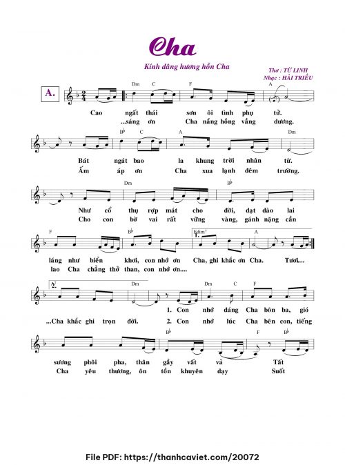 Cha - Hải Triều - Thơ: Từ Linh - trang 1