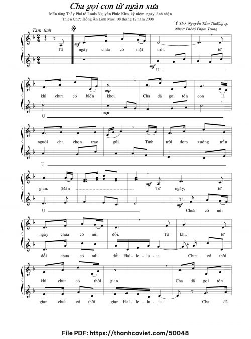 Cha gọi con từ ngàn xưa - Phạm Trung - Thơ: Lm. Nguyễn Tầm Thường - trang 1