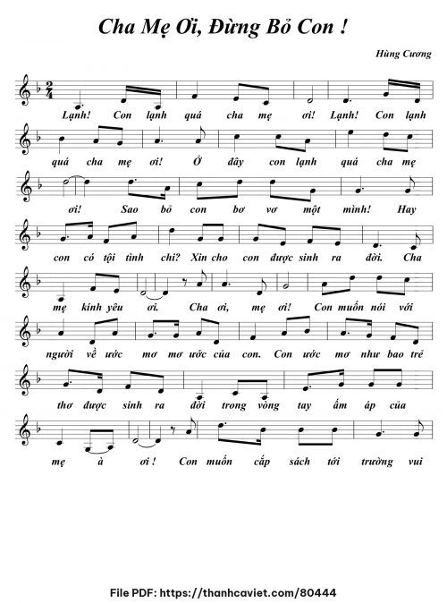 Cha mẹ ơi đừng bỏ con - Hùng Cương - trang 1