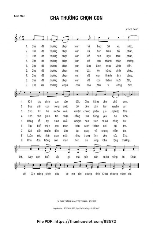 Cha thương chọn con - Lm. Kim Long - trang 1