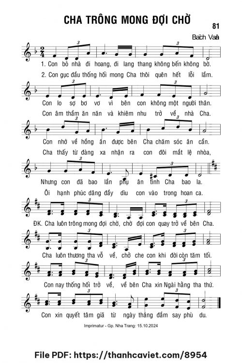 Cha trông mong đợi chờ - Lm. Bạch Vân - trang 1