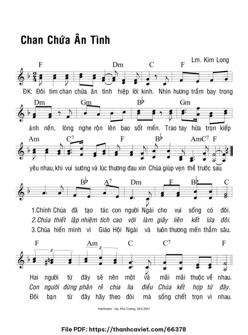 Chan chứa ân tình - Lm. Kim Long - trang 1
