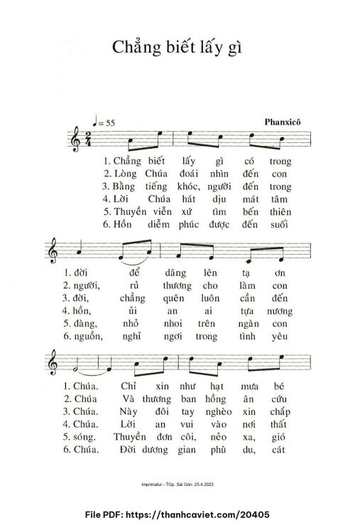Chẳng biết lấy gì - Phanxicô - trang 1