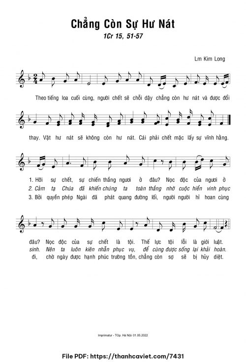 Chẳng còn sự hư nát - Lm. Kim Long - trang 1