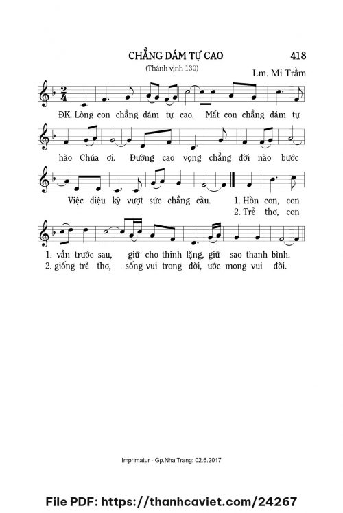 Chẳng dám tự cao - Lm. Mi Trầm - trang 1