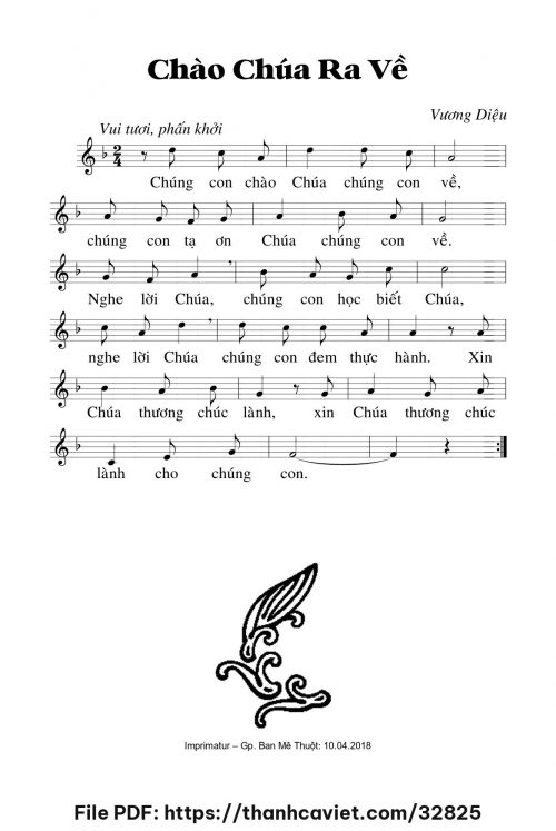 Chào Chúa ra về - Lm. Vương Diệu - trang 1