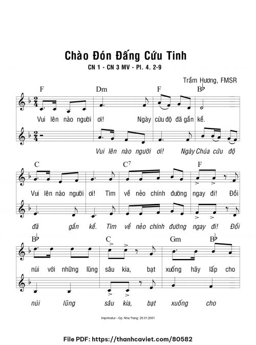 Chào đón Đấng Cứu Tinh - Sr. Trầm Hương - trang 1