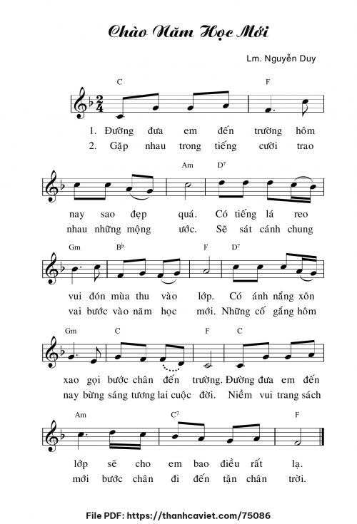 Chào năm học mới - Lm. Nguyễn Duy - trang 1