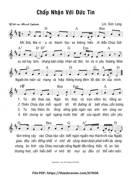 Chấp nhận với đức tin - Lm. Kim Long - trang 1