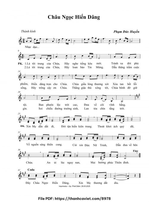 Châu ngọc hiến dâng - Phạm Đức Huyến - trang 1