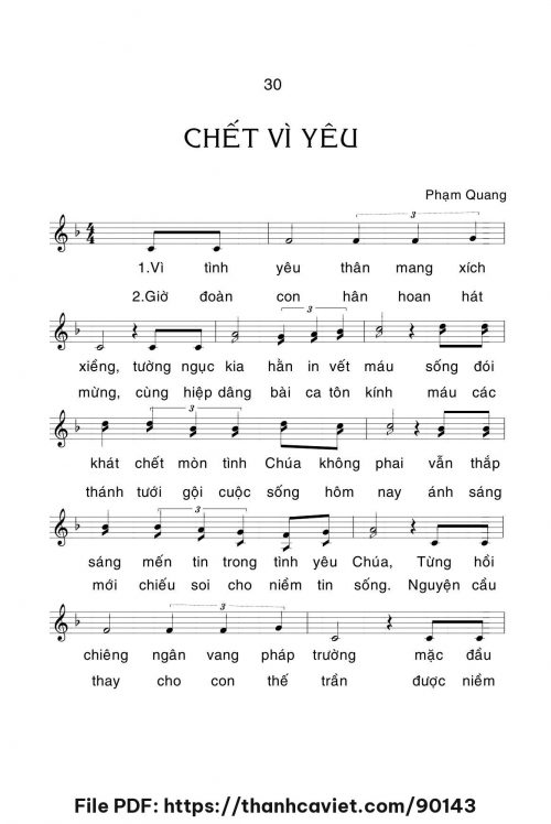 Chết vì yêu - Lm. Phạm Quang, OP - trang 1