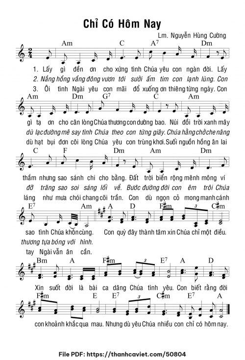 Chỉ có hôm nay - Lm. Nguyễn Hùng Cường - trang 1