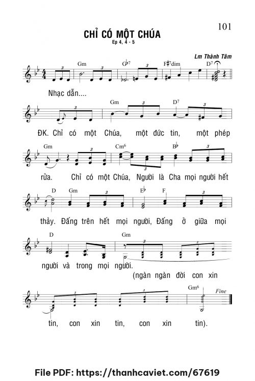 Chỉ có một Chúa - Lm. Thành Tâm - trang 1