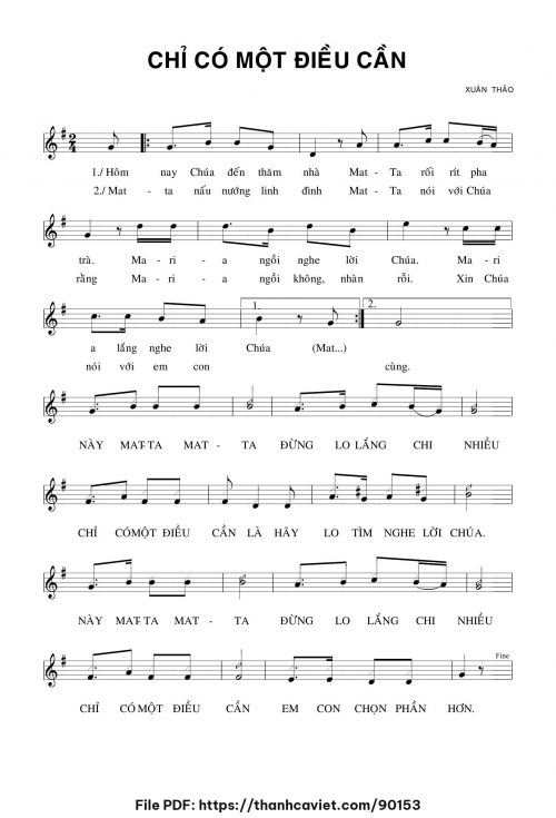 Chỉ có một điều cần - Lm. Xuân Thảo - trang 1
