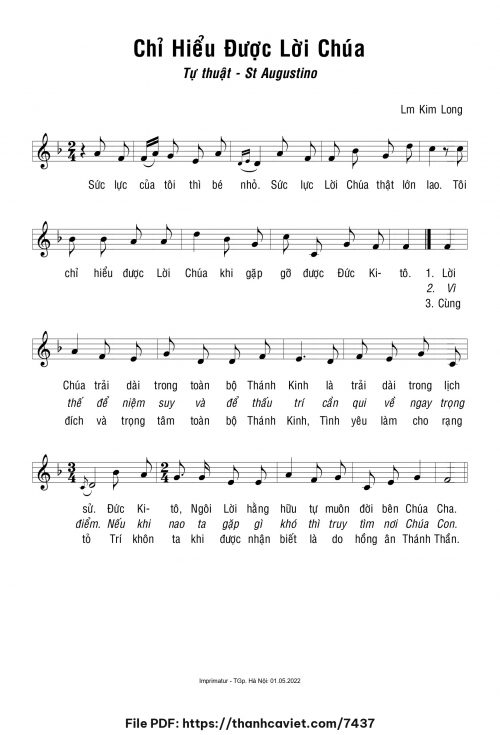 Chỉ hiểu được Lời Chúa - Lm. Kim Long - trang 1