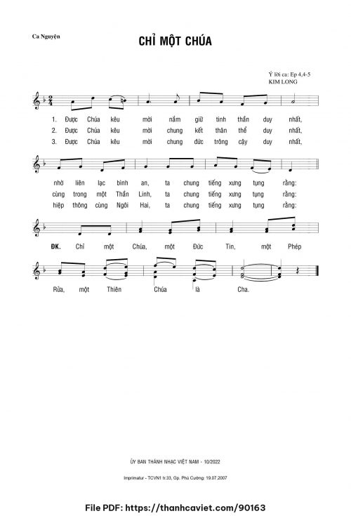 Chỉ một Chúa - Lm. Kim Long - trang 1