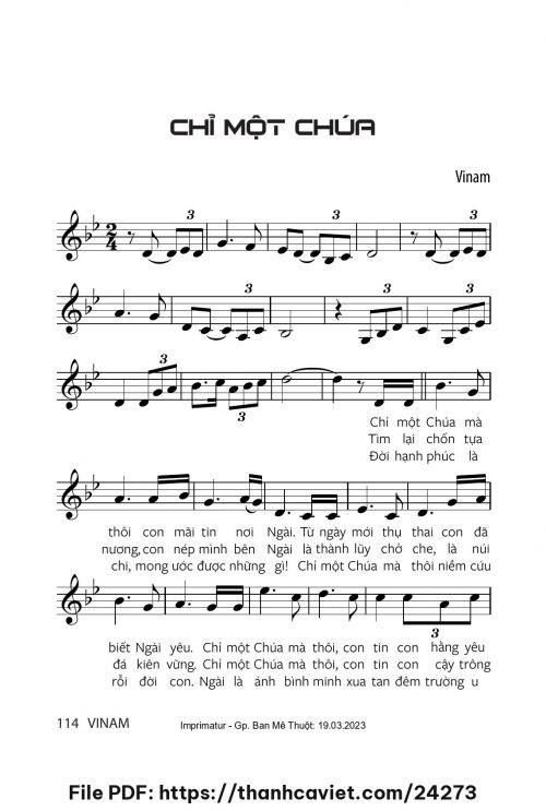 Chỉ một Chúa - Vinam - trang 1