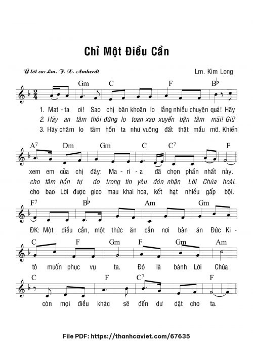 Chỉ một điều cần - Lm. Kim Long - trang 1