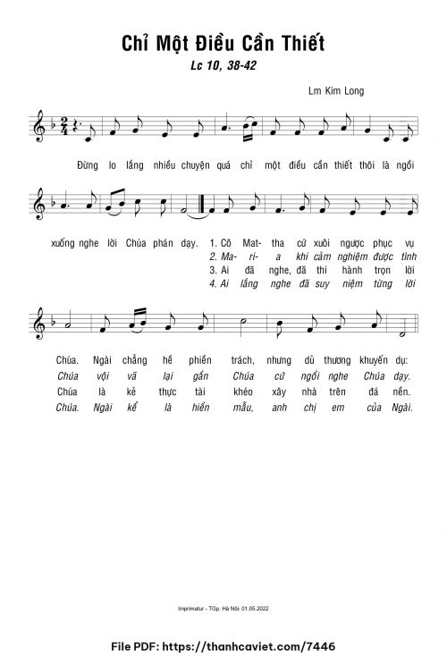 Chỉ một điều cần - Lm. Kim Long - trang 1