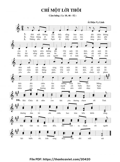 Chỉ một lời thôi - Sr. Ái Diệu Vy Linh - trang 1