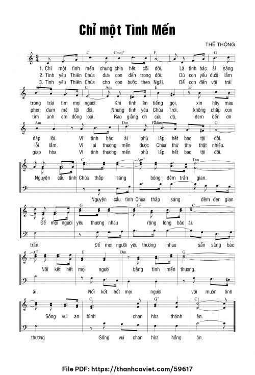 Chỉ một tình mến - Thế Thông - Lời: Miên Ly - trang 1
