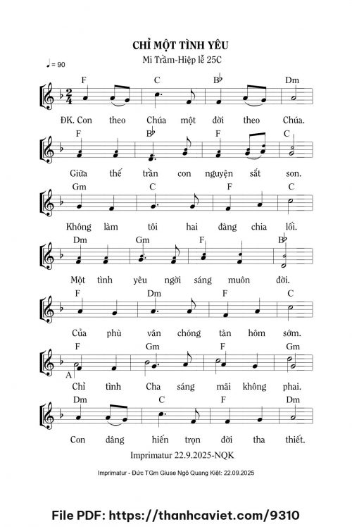 Chỉ một tình yêu - Lm. Mi Trầm - trang 1