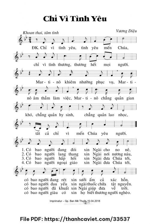 Chỉ vì tình yêu - Lm. Vương Diệu - trang 1