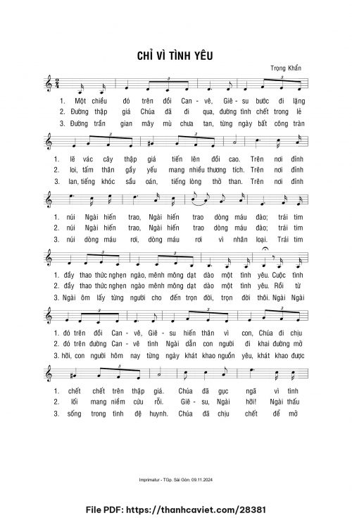 Chỉ vì tình yêu - Lm. Trọng Khẩn - trang 1